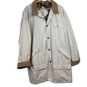 Vintage Chore Coat  XXLT Lined Field Gear Retro Old Money Khaki Corduroy Collar